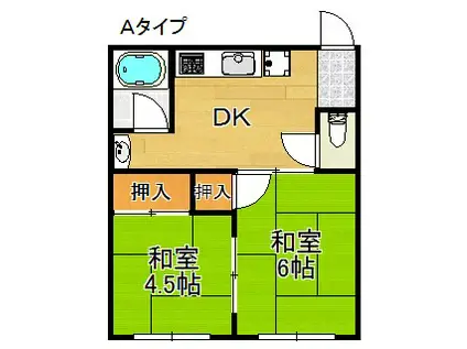 ウィン住之江(2DK/3階)の間取り写真