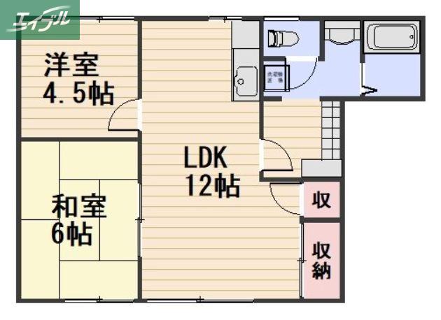 ロジュマン福田(2LDK/1階)の間取り写真