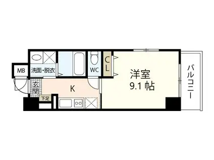 S-RESIDENCE宇品5丁目I(1K/7階)の間取り写真