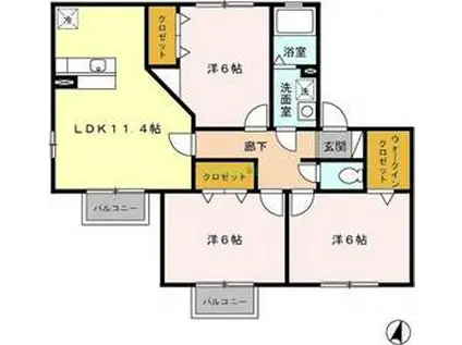 コルベイユA(3LDK/2階)の間取り写真