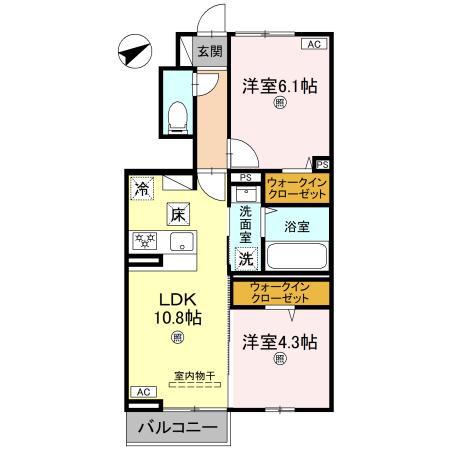 グランフェリーチェ(2LDK/1階)の間取り写真