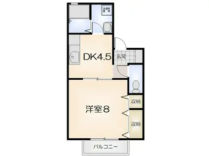 ハーバービュー金磯 C棟(1DK/2階)の間取り写真