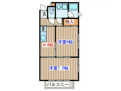 メゾンアム-ル(2K/1階)の間取り写真