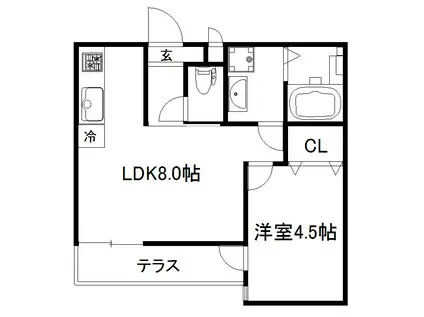 PRIVATE RESIDENCE御所西プライベートレジデンス御所西(1LDK/1階)の間取り写真