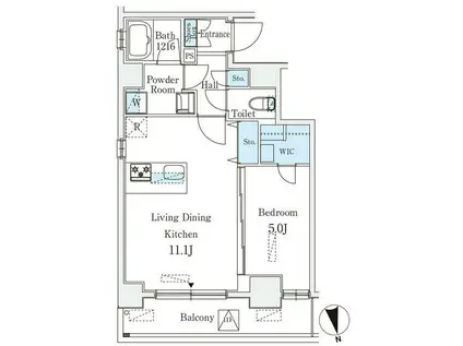 クラリティア浅草(1LDK/12階)の間取り写真