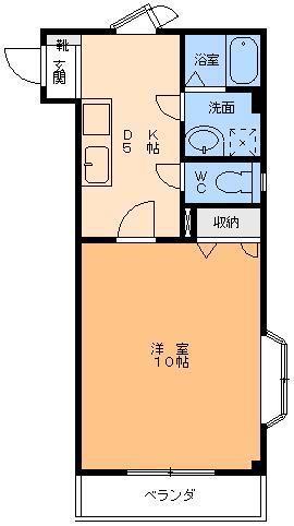 スカイハイツW(1DK/1階)の間取り写真