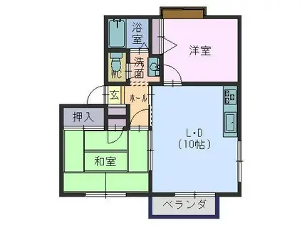 ラフィーネ當麻弐番館D(2DK/1階)の間取り写真