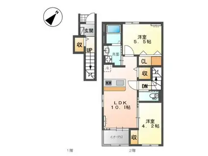 DA・MONDE(2LDK/2階)の間取り写真