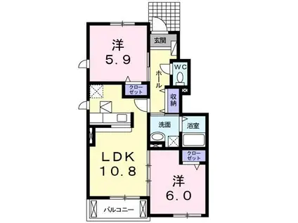 サン フェリーチェ II(2LDK/1階)の間取り写真
