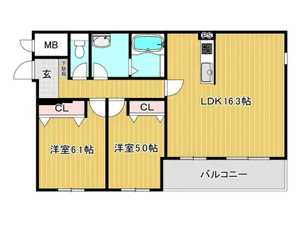 モレラス桑園(2LDK/4階)の間取り写真