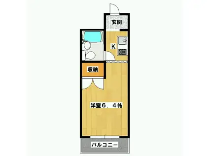 シティハウス四条烏丸(1K/2階)の間取り写真