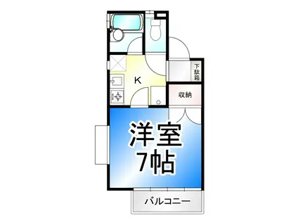 あっぷるハウス三輪(1K/2階)の間取り写真