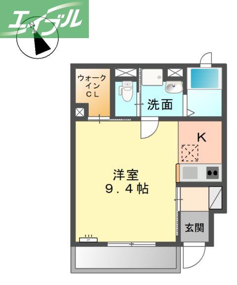 シトロン(ワンルーム/1階)の間取り写真
