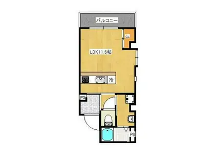 イリスパイラ与次郎テラス(ワンルーム/3階)の間取り写真