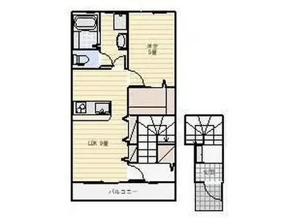 LOTUS篠原(1LDK/2階)の間取り写真