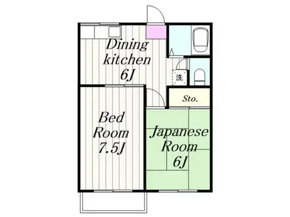 フラワーハイツII(2DK/2階)の間取り写真