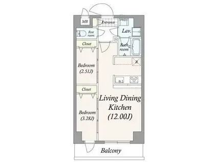 GRAN PASEO 谷在家(2LDK/3階)の間取り写真