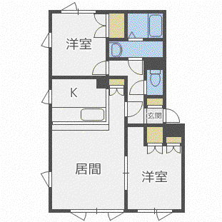フレーブリバー103(2LDK/2階)の間取り写真