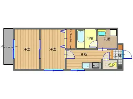 サンロイヤルIII(2K/3階)の間取り写真