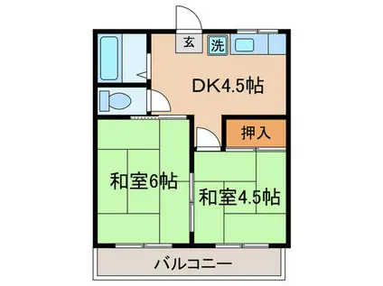 北ハイツ(2DK/2階)の間取り写真