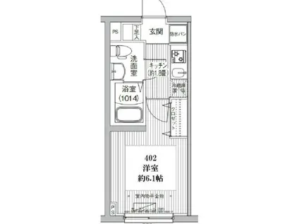 ローレル戸越(1K/4階)の間取り写真