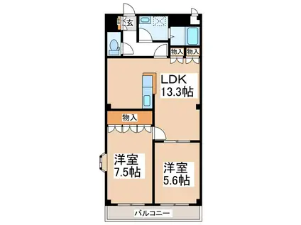 ビラオクタポルテ(2LDK/2階)の間取り写真