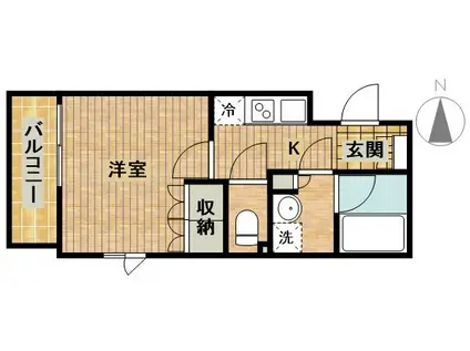 ルーブル武蔵中原弐番館(1K/1階)の間取り写真