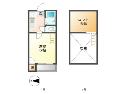 プランタン浅間(1K/2階)の間取り写真