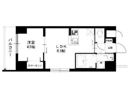LACASA上本町(1LDK/4階)の間取り写真