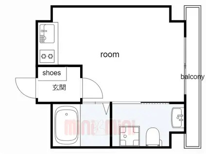 ビタミンテラス下山手(ワンルーム/4階)の間取り写真