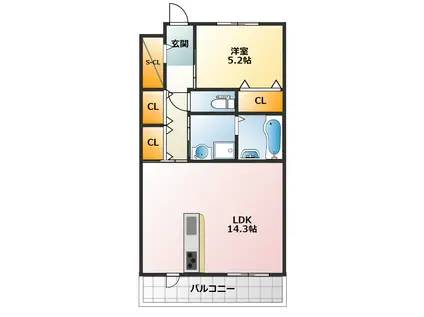 SORTE(1LDK/2階)の間取り写真