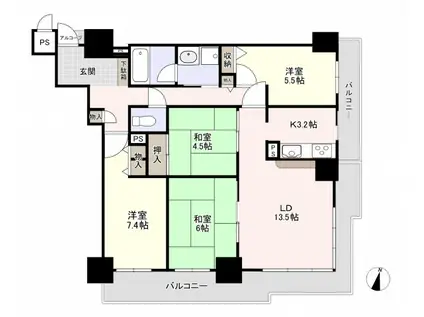 ファミールタワープラザ岡山イーストタワー(4LDK/21階)の間取り写真