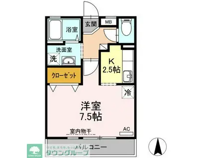 リヴェールNF小杉A棟(1K/1階)の間取り写真