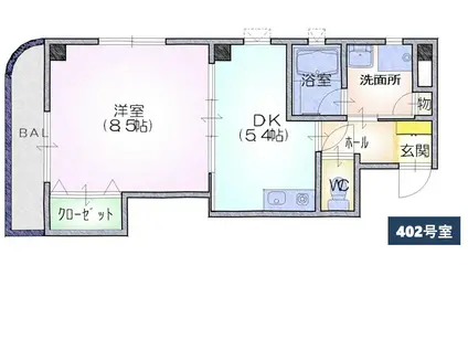 ソレイユ白鳩(1DK/4階)の間取り写真