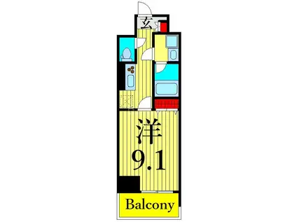 スカイガーデン(1K/8階)の間取り写真