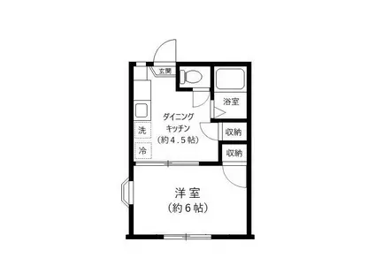 ユーハイム日新(1DK/2階)の間取り写真