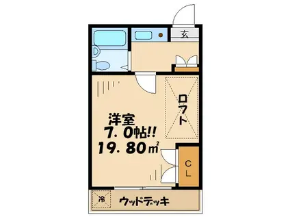 コートビレッジ桜ヶ丘パートⅡ(1K/2階)の間取り写真