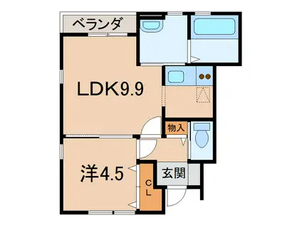 クラウンハイツ秋月(1LDK/1階)の間取り写真