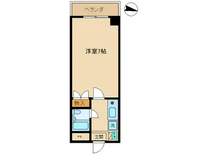 エスエーハイム(1K/2階)の間取り写真