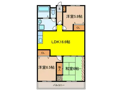 ファミール宝塚(3LDK/2階)の間取り写真