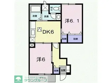 グラン ドゥ ティグレス(2DK/1階)の間取り写真