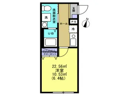 木もれ陽ショコラ(ワンルーム/3階)の間取り写真