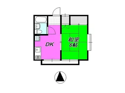 モリベハイツ(1DK/2階)の間取り写真
