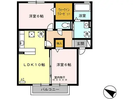 ボルゴマーレA棟(2LDK/1階)の間取り写真