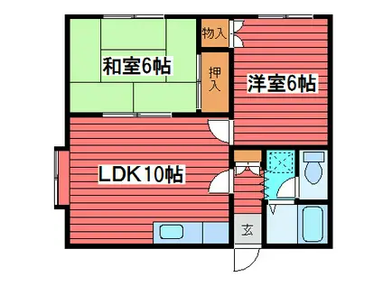 フロスティ月寒東(2LDK/3階)の間取り写真