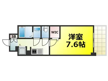 ミラージュパレス難波クルヴァ(1K/8階)の間取り写真