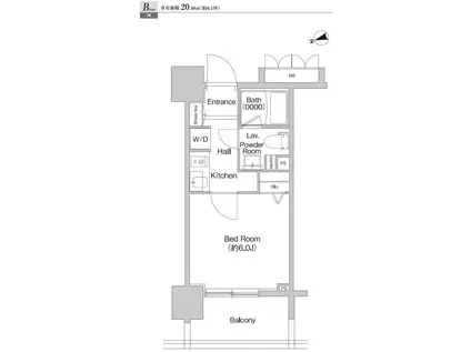 プライムアーバン神楽坂(1K/6階)の間取り写真