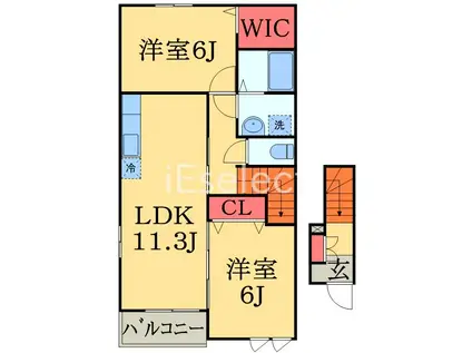 フローラⅡ(2LDK/2階)の間取り写真