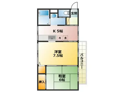 ソシア・エム(2K/2階)の間取り写真