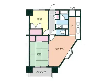 スカイシティ鵠沼(2LDK/2階)の間取り写真
